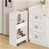 [en.casa] Carrello da Servizio Portata con 3 Ripiani Carrellino Porta Vivande Oggetti con Ruote per Cucina Bagno Lavanderia con 2 Scomparti Supporti e Maniglia 67 x 40 x 20 cm - Bianco