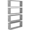 JHQHSM Mensole Parete a Cubo 4pz Cubo rettangolare da parete Scaffale espositivo Pareti Decorative Grigio Cemento 60x15x23cm Multistrato