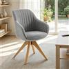 Zouron sedie da pranzo,sedie da ufficio per la casa, poltrone da salotto（Rotazione a 360°）,Ergonomia,Grigio（Cotone lino + Legno）,Una sedia