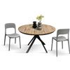 PAZZO DESIGN Tavolo rotondo allungabile Gabri, tavolo da soggiorno, tavolo da cucina, gambe incrociate Shangay nere made in Italy, rovere rustico, da 120 a 170 cm - id_2003