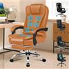 ALFORDSON Sedia Ufficio con Massaggio, Sedia Scrivania Ergonomica con Sedile riscaldato, Supporto Lombare e Poggiapiedi, Poltrona Girevole per Ufficio e Studio Sala Riunioni, Similpelle(Marrone)