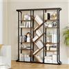 Hzuaneri Libreria, 3 Colonne e 6 Ripiani a Forma di Albero,17 Scomparti, Scaffale Indipendente Aperto, Adatto per Ufficio, Camera da Letto, Soggiorno,24 x 156 x 180cm, Marrone Vintage e Nero, BC53201B