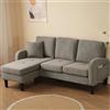 Gelukueub Divano angolare a forma di L con chaise longue - Divano a 3 posti, 166 x 118 x 77 cm, tessuto in lino di cotone traspirante, design modulare, ideale per soggiorno, appartamenti e uffici