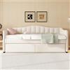 Rvjiahe divano letto,90x200cm con letto estraibile, divano letto, letto singolo (senza materasso), design luce ambiente, lino (Bianco, 90cm x 200 cm)