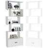 HOMASIS Libreria Scaffale a 5 Livelli, Libreria Verticale, Divisorio per Stanza, Armadietto con 2 Ante, Scaffale Salvaspazio e Multiuso per Soggiorno, Camera da Letto, 70 x 23 x 183 cm (Bianco)