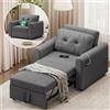 Luxstein Divano Letto 3 in 1 con USB e Porta Type-C, Divano Pieghevole Salvaspazio con Cuscino Morbido, Tasche Laterali, Schienale Reclinabile, Rivestimento in Tessuto Sherpa, 84x190cm, Grigio Scuro