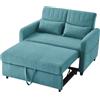 KecDuey Divano letto pieghevole a due posti, design allungabile, schienale regolabile in tre livelli, tessuto di cotone e lino (verde anticato)