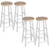 WOLTU Sgabelli Cucina Set di 4, con Poggiapiedi a doppio strato, Rovere | Sgabello Alto 71 cm, Seduta Tonda, Sedia Alta, per Penisola Cucina, Sala da pranzo, in Acciaio Legno