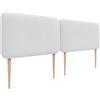 DHOME Testiera Imbottita Liscia Arrotondata in Tessuto Aqualine con Gambe per Parete Acustica Testate Letto Fonoassorbenti Camera da Letto (Bianco, 160cm Dual)