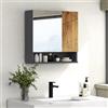 kleankin Armadietto da parete a specchio da bagno, armadio a 2 ante con ripiani regolabili, design contemporaneo, 55 x 17 x 55 cm, colore: grigio scuro