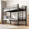 DELONGKE Letto A Castello Per Bambini, 90 x 200 cm, Con Ringhiera Di Sicurezza, Letto In Metallo, Trasformabile In 2 Letti Singoli, Bunk Bed Con Rete A Doghe Antiscivolo, Scala Nera (Letto A Castello)