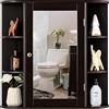 COSTWAY Armadietto del Bagno con Specchio, Armadietto di Legno Appeso con Mensole Regolabili, Armadietto dei Medicinali Multiuso per Bagno Salone Cucina (Marronre)