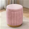 MUMUXIAO Sgabello ottomano con coperchio rimovibile, sgabello rotondo imbottito in velluto per trucco, poggiapiedi imbottito, per soggiorno e camera da letto (rosa)