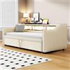 Lubvtti Divano letto estraibile 90/180 x 190 cm con contenitore multifunzione, con illuminazione LED e presa USB, beige (materasso non incluso)