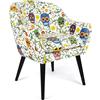 Excelsa Living Poltrona Imbottita da Arredo, Multicolor, Velluto in Poliestere, Gambe in Legno Massello, 70,5x65x83 cm (Calavera)