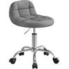 WOLTU Sgabello con Ruote, Sedia da Trucco, Altezza Regolabile per Estetista Parrucchiere, Tattoo Studio e Salone, Velluto, Grigio scuro