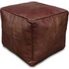 See the Good Pouf Quadrato in Vera Pelle - Fatto A Mano - Venduto Imbottito - Cuscini da Pavimento, ottomano, poggiapiedi (Marrone)