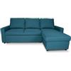 SAMIRA Divano letto angolare con contenitore, divano con chaise longue blu petrolio mod. Kennedy