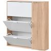 Arreditaly Scarpiera Salvaspazio A 3 Ribalte E 1 Anta Con Ripiani Mobile Porta Scarpe Da 30 Paia Per Ingresso Corridoio Camera Cameretta Design Moderno 106 x 115 x 22 Cm Bianco E Rovere