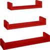 MODULARREDO | CALAMITA Set di 3 Mensole da Muro, Mensole Muro Design, Mensola da Parete, 60x8x15.5, 50x8x15.5 e 40x8x15.5 cm, Rosso - Made in Italy