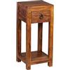 FineBuy - Tavolino in legno massello Sheesham, 30 x 30 x 68 cm, con cassetto, design naturale, stile moderno, in vero legno