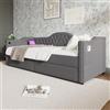 GYNGTLC Letto imbottito, divano letto, letto con funzione di ricarica USB di tipo C e 2 cassetti (grigio senza materasso)