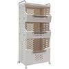 Malkoaswe Cesto portabiancheria pieghevole, con ruote e freno, portata 30 kg, grande cesto portaoggetti, per bagno, lavanderia, salvaspazio, 3 livelli