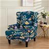 Hixingo 2 Pezzi Copripoltrona con Orecchie Elasticizzato, 3D Fiore Copripoltrone Lavabile Copri Poltrona Soggiorno, Copertura Poltrona Universale (Blu Oro,One Size)