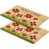 Carpido Zerbino in cocco con fiori naturali - zerbino 40x60 cm Set di 2 - zerbino d'ingresso antibatterico - zerbino in cocco naturale - 100% cocco
