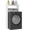 BDW Armadietto per lavatrice, armadio bagno NINA NP sopra lavatrice, 64 x 124 x 30 cm, bianco opaco, 2 ripiani, mobili da bagno, asciugatrice,