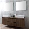 Kiamami Valentina - Mobile Bagno Sospeso Noce Scuro Doppio Lavabo Da Appoggio Specchio | Siena