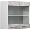 Vicco Mobile da cucina in vetro R-Line, Calcestruzzo, 60 cm, per la libera combinazione all'interno di sistemi cucina modulari
