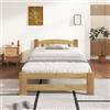 boorbin Letto singolo futon, in legno massello naturale, con testiera e rete a doghe, letto per ragazzi (naturale, 90 x 200 cm)