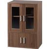 Iris Ohyama, Vetrina/Armadio con ripiani e maniglia per ante/Armadio in legno/Scaffale per libri con ante, Ripiano regolabile in altezza 3,2 cm, Cucina, Soggiorno - Cabinet - GKN-9060 - Marrone