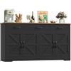 HOCSOK Credenza Cucina, 150 cm Madia Dispensa Cucina con 3 Cassetti 4 Ante, Mobile TV con Ripiani Regolabili per Soggiorno, sala da pranzo, Ingresso, Credenza Soggiorno, 150×81.5×38.5 cm, Nero