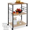 tectake® Carrello Cucina 65,5x45,5x88,5cm, Carrello con Ruote 3 ripiani, Scaffale Salvaspazio Microonde, Organizer Cucina Portaoggetti con Ganci, per Piatti, Casa e Dispensa - Legno Industriale Chiaro