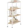 WOLTU Scaffale da Cucina a 4 Ripiani, Scaffale Angolare | per Bagno, Soggiorno, Camera da Letto, Stile Nordico, in Legno e Metallo, Rovere Chiaro+Bianco, 50x20x78 cm
