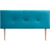 DHOME Testiera in Velluto Liscio con Bottoni e gambe di Alta Gamma Moderna Testiera Imbottita Letto di Lusso Camera da Letto Imbottita (Azzurro, 160cm)