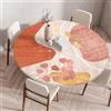 FANSU Tovaglia Rotonda Antimacchia con Bordo Elastico,Tavolo Circolare Astratto Classico Modello Copertura Antipolvere Tavolino Kitchen Decoration Copritavolo Adatto per Interni ed Esterni (80cm,J)