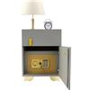 PromiseFly Comodini intelligenti, comodino con funzione di ricarica e altoparlante Bluetooth, comodino con cassaforte e LED, 3 colori, per uffici, appartamenti, 40 x 40 x 50 cm (grigio)