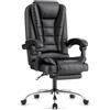 naspaluro Sedia da Ufficio Ergonomica, Poltrona Direzionale con Sedile Largo, Sedia Ufficio Reclinabile con Braccioli Imbottiti et Altezza Regolabile (Con poggiapiedi, Nero)