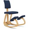 Varier Variable Plus Knee Chair con schienale marrone/azzurro chiaro - Sedia da ufficio ergonomica con design scandinavo, sedile attivo e comfort - 10 anni di garanzia