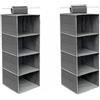 GUTE LINES Organizer Armadio da Appendere, Mensole da Armadio, Portatutto con 4 Scomparti, Per Vestiti, Cappello, Calze, Mutande, Asciugamani, 80 x 30 x 30cm (2PCS - grigio argento)