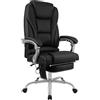 CLP Sedia da ufficio ergonomica Pacific con inserti in vera pelle e funzione massaggio, sedia girevole regolabile in altezza, portata 150 kg, Colore:nero