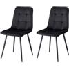 GrandCA HOME Set di 2 Sedie da Pranzo con Seduta Imbottita in Velluto, Sedie da Cucina Moderne con Gambe in Metallo, Nero-HL