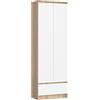 AKORD | Libreria per ufficio CLP 60 cm 1 cassetto e 2 ante | Libreria Chiusa | Porta Libri | Mobile Moderna con Ripiani | Salvaspazio | Librerie da Terra | Rovere Sonoma & Bianco Frontale