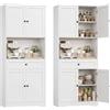 FOREHILL Credenza Cucina Alta 180CM, Mobile Dispensa Cucina con 4 Ante, Credenza Alta con Ripiani Regolabili e Grande Cassetto, Per Cucina, Bagno, Soggiorno, 75x40x180cm (Bianco)