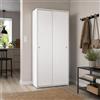 Yellowshop - Armadio SLIDE Guardaroba con 2 Ante Scorrevoli e 2 ripiani - Design Moderno, Salvaspazio - Colore Bianco Opaco - L90xP45xH195 cm
