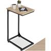 tectake® Tavolino Salotto 80x46cm, Tavolino da Salotto a forma di C, Mobile Soggiorno, 1 Ripiano, Ideale come Comodino o Mobiletto Divano, Ufficio, Soggiorno, Stile Industriale - Legno Chiaro