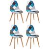 GrandCA HOME Set di 4 Sedie da Pranzo, Sedie da Soggiorno in Stile Nordico Patchwork, Adatte per Cucina, Camera da Letto, Blu